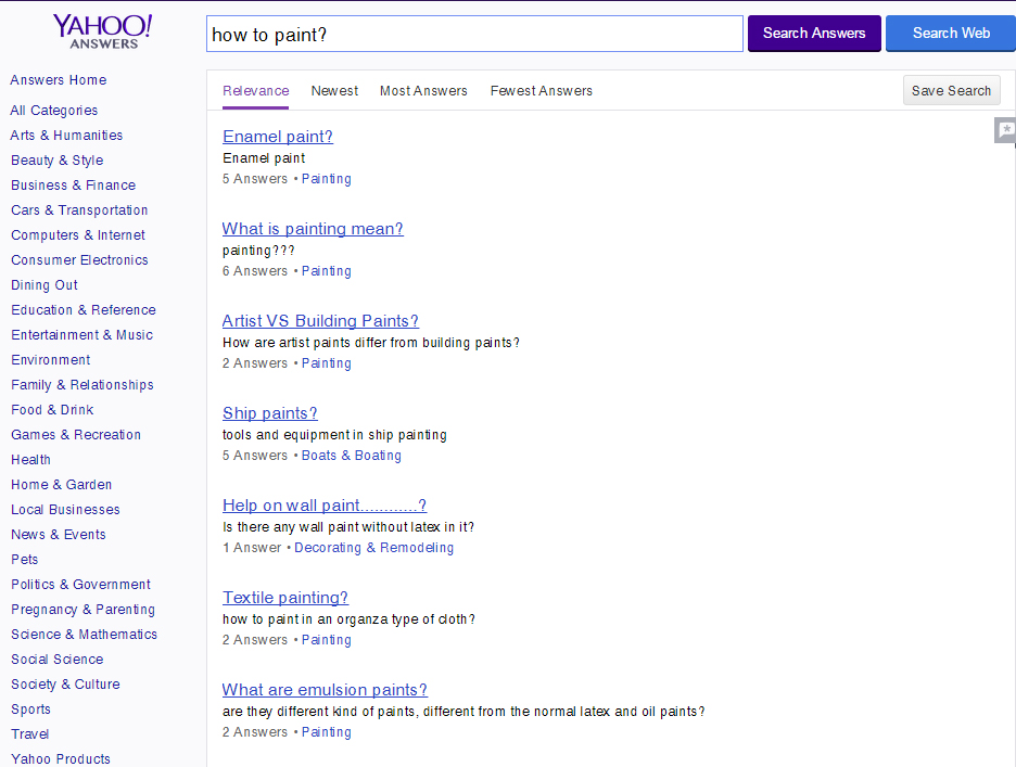 Использование сервиса Yahoo Answers 
